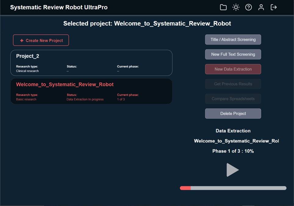 Image of the Systematic Review Robot Desktop Application