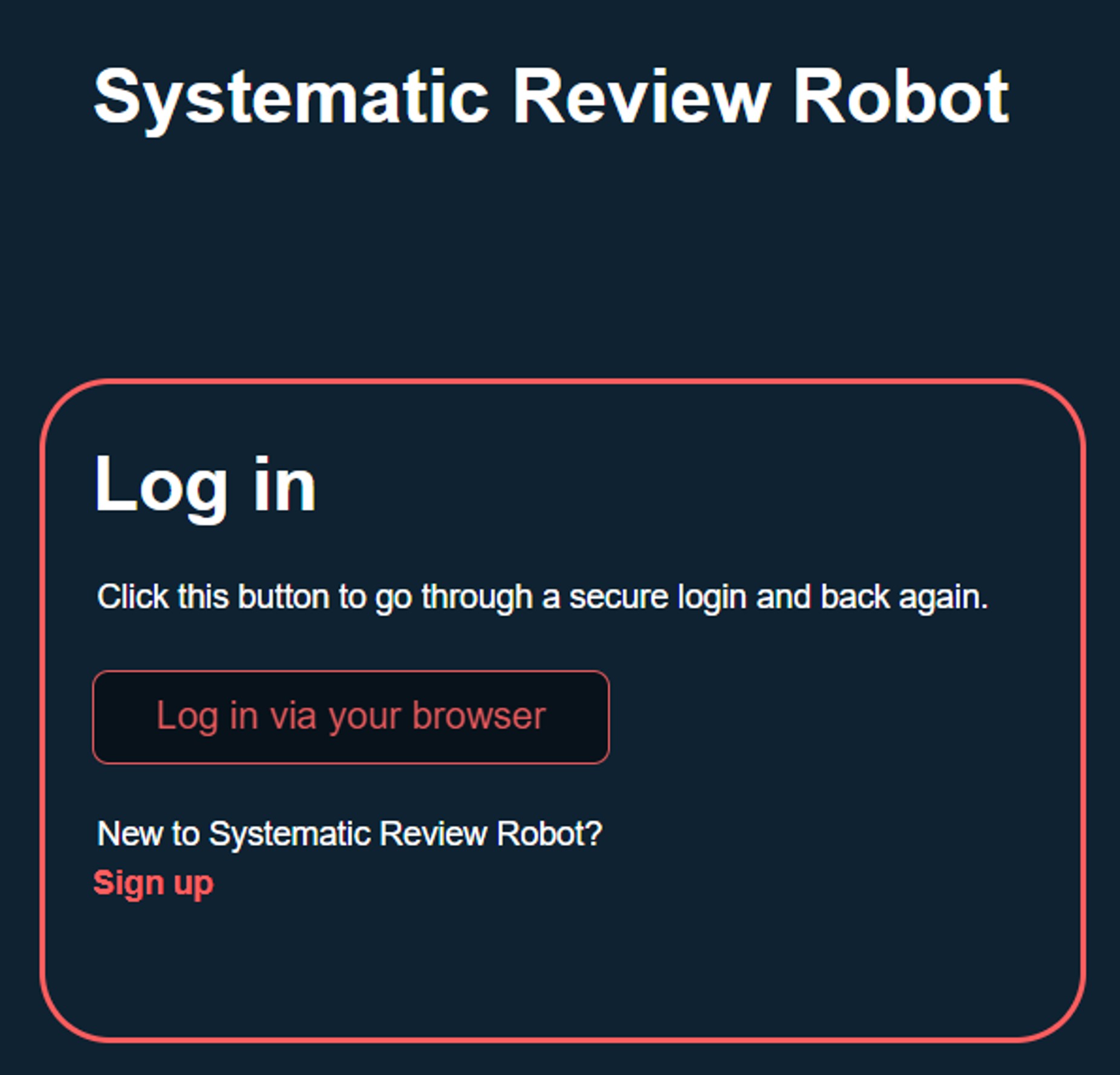 Image of the Systematic Review Robot Desktop Application